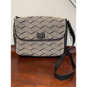 Fossil Crossbody Preston Diamond Jacquard Shoulder Unisex Tech Bag Black Grey